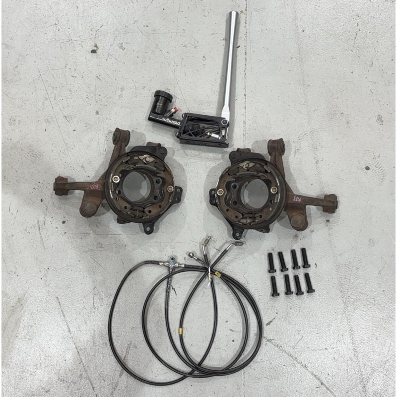 Nissan Skyline R33 R34 Silvia S14 S15 200SX GKTech Rear Dual Caliper Setup with Knuckle and R33 Drum Brake Pair